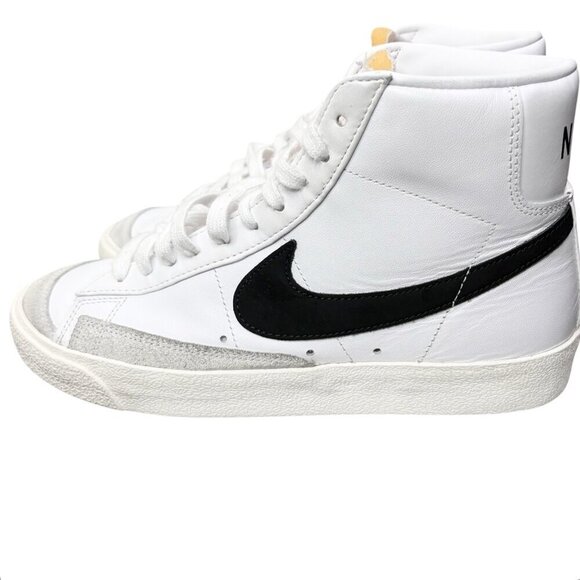 Nike Men's Blazer Mid '77 Vintage Hi Tops Sneakers Men’s 8.5 White Black Leather - Picture 3 of 13